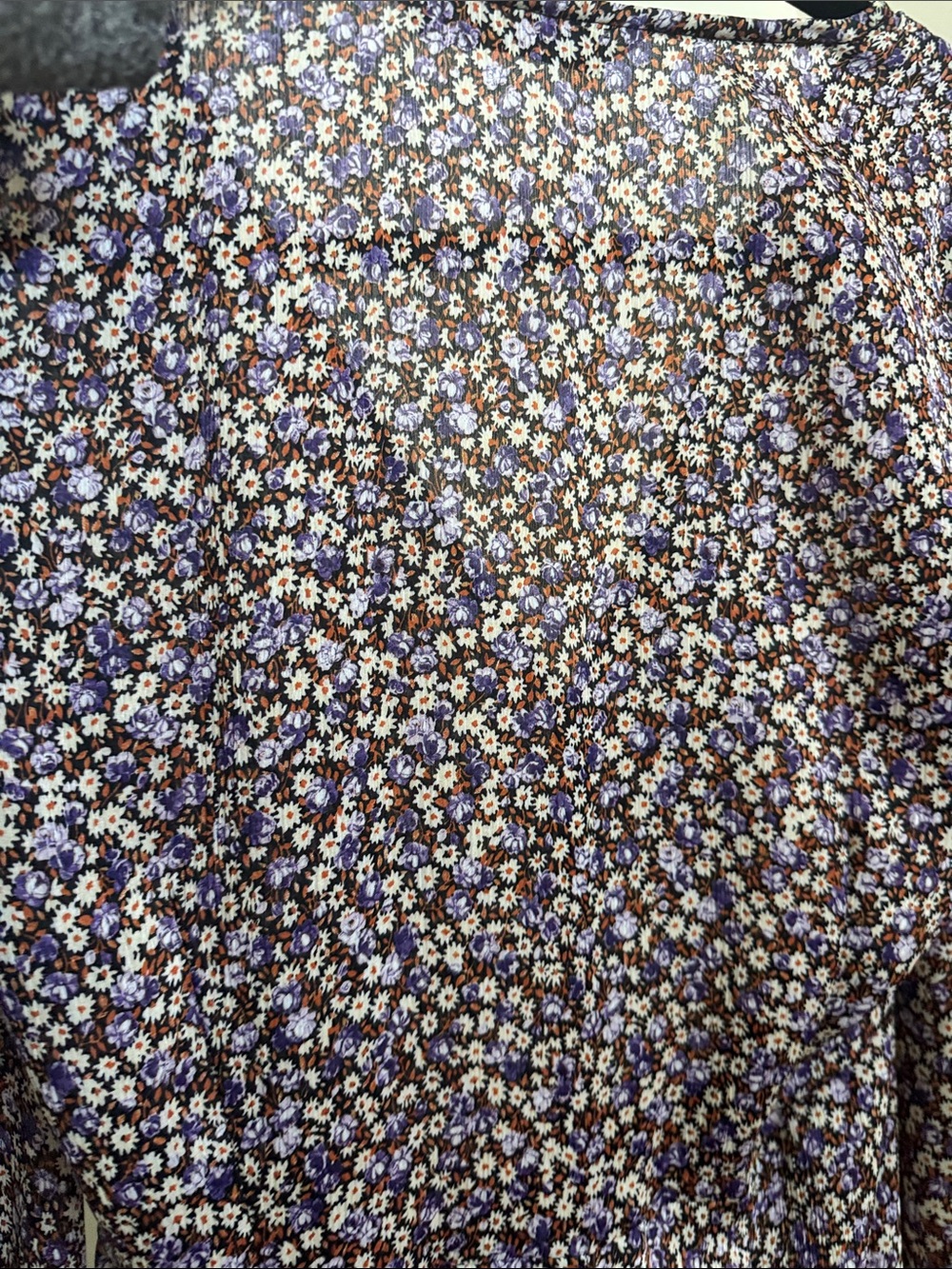 Zara Purple Floral V-Neck Long Sleeve Mini Dress - Picture 8 of 13